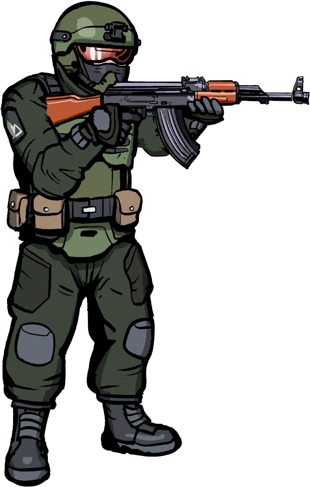Green Army Pose 1
